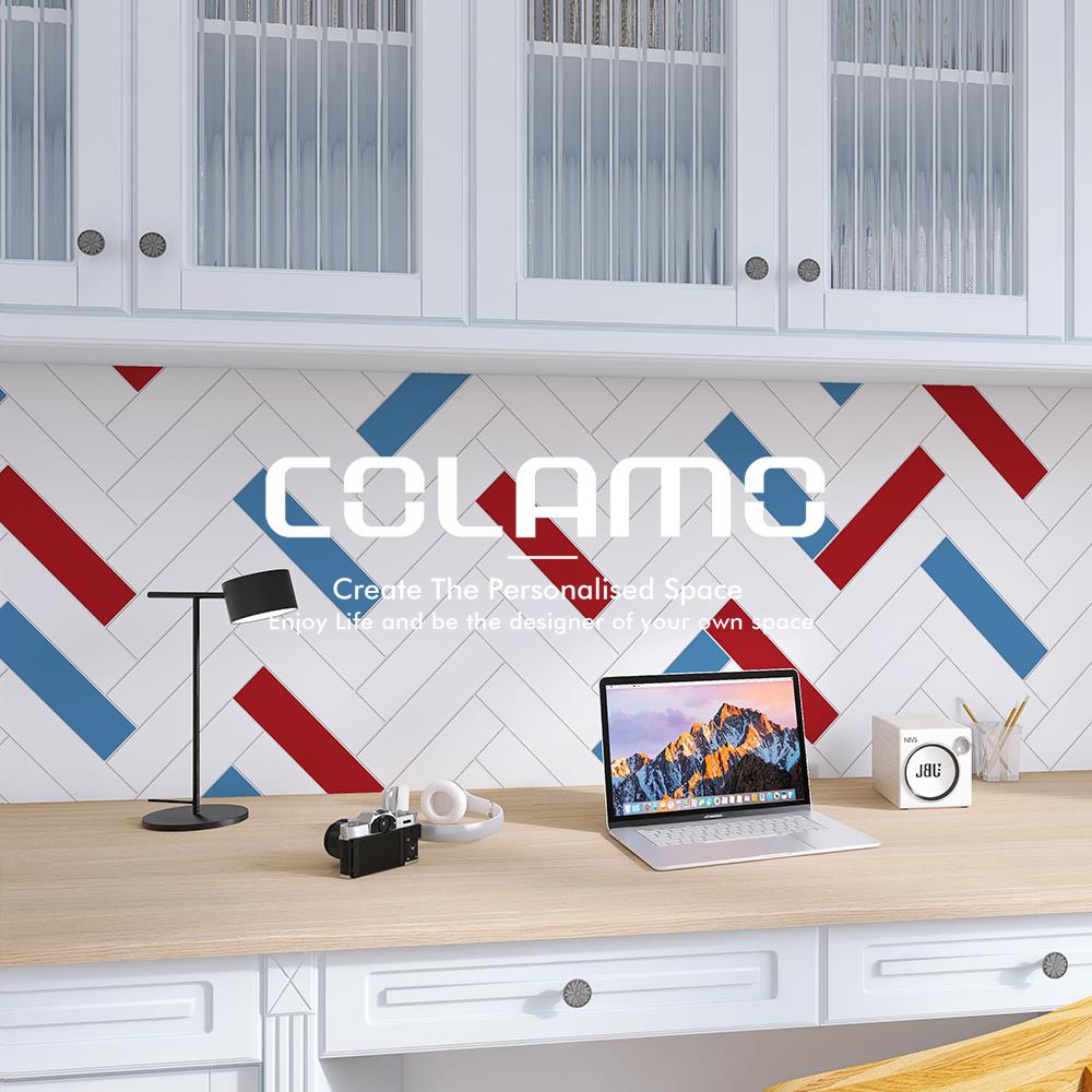 科拉莫 调色师蒙德里安自粘瓷砖 防水防潮玄关3d立体壁贴75*300mm