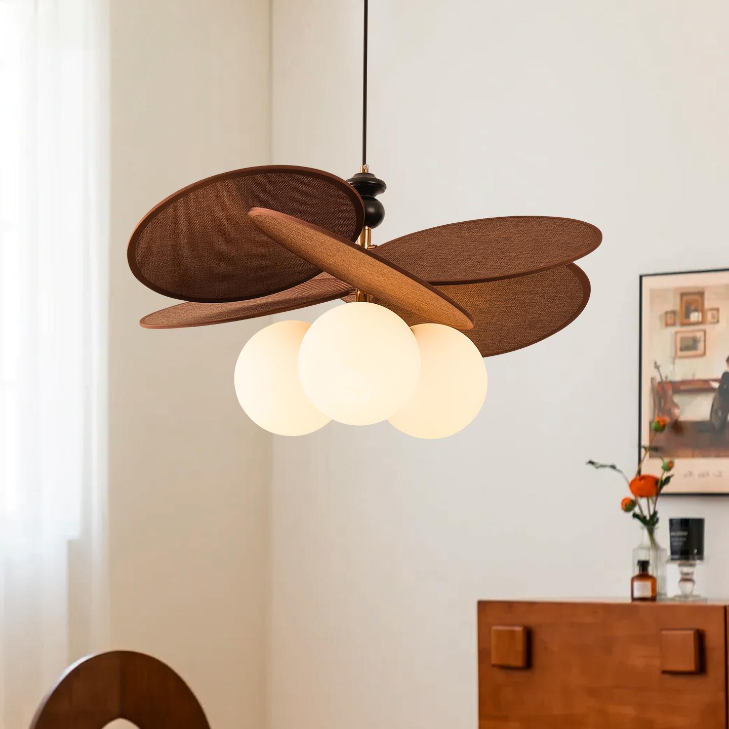 法式中古风客厅饭厅吊灯设计师款覆古藤编创意小吊灯日式饭厅灯具