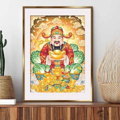 财源滚滚财神爷十字绣满绣2025新款客厅财神爷喜庆砖石画手工刺绣