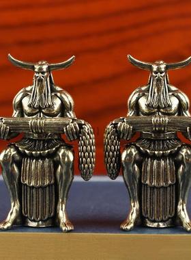 纯黄铜摆件药王神农炎帝人物铜像药祖神农氏祖师炎帝神农大帝雕像