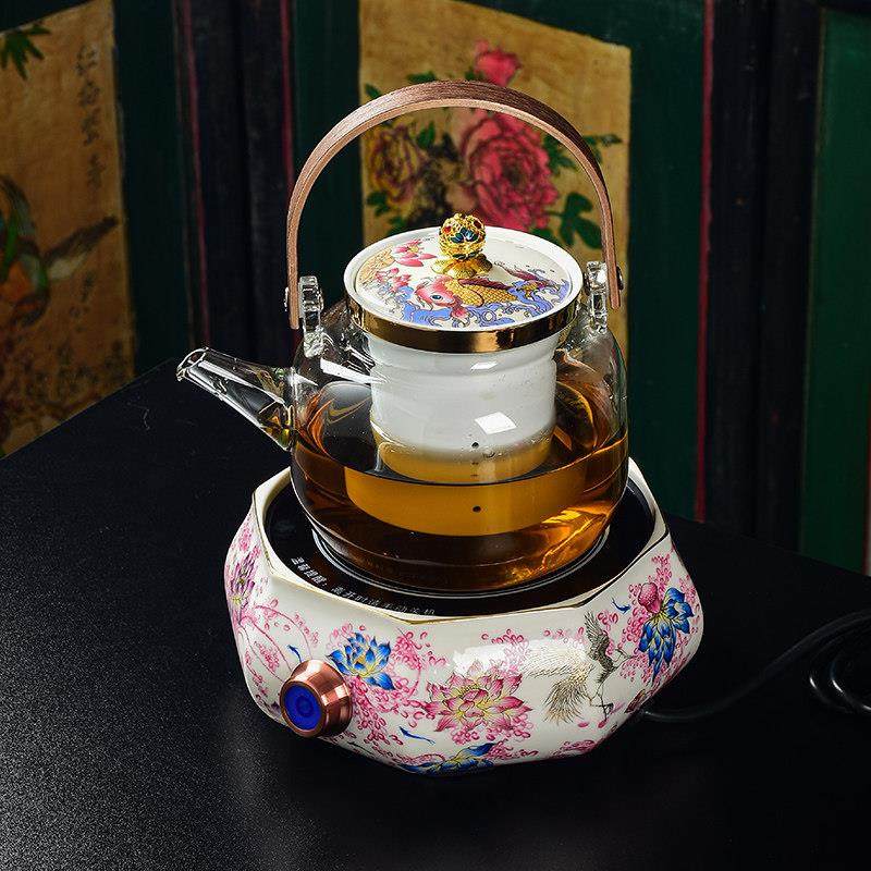 新款围炉煮茶壶黑晶炉家用煮茶器中式国潮陶瓷秀色荷香养生烧水壶,餐饮具,煮茶炉,淘宝优惠券,粉丝福利购,淘宝优惠卷