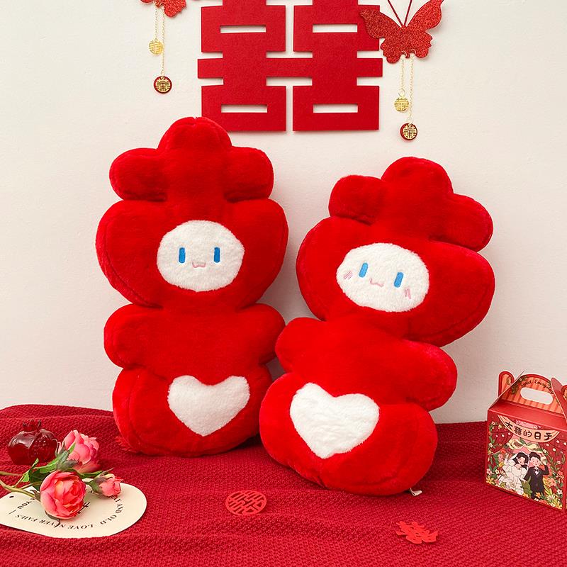 薇妮婚品压床娃娃一对结婚新款高档喜字抱枕床上公仔新婚礼物玩偶