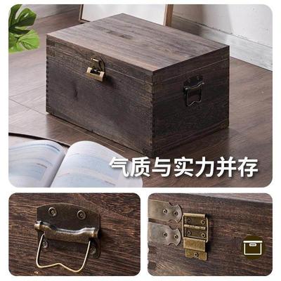 木箱长方形收纳箱覆古收纳带物实木箱带锁木盒箱盖子特大号储物箱