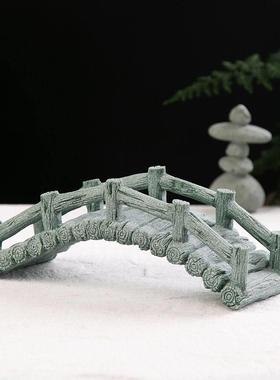 仿真花卉盆景造景石桥摆件创意微景观小船摆设假山流水装饰小配件