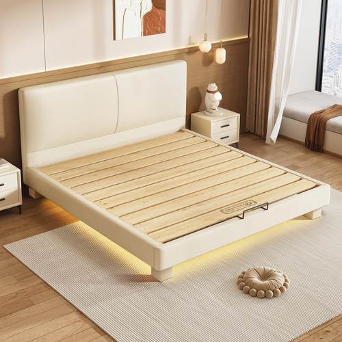 纯实木薄床头悬浮床互不干扰静音加厚1.8米榻榻米排骨架支持定制