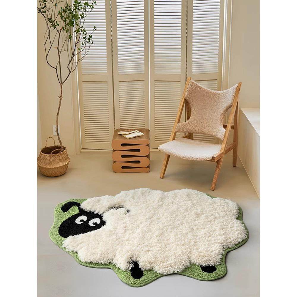 斯堪的纳维亚风格的卧室床边毯子客厅沙发地板垫可爱小羊防滑和耐,居家布艺,床边毯,淘宝优惠券,粉丝福利购,淘宝优惠卷