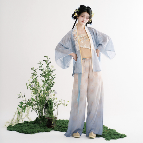 半木尧沐夏丝对襟衫宋裤汉服套装