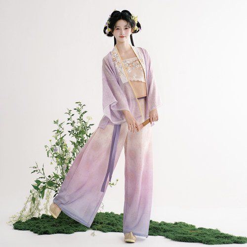 半木尧沐夏丝对襟衫宋裤汉服套装