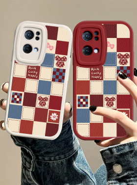 适用于OPPOReno7手机壳新款PFJM10保护套oppa高级感ins暴力熊opa硅胶软壳poa全包防摔硅胶格子红外壳新品0pp0