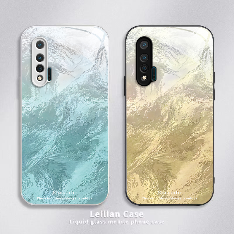 适用华为Nova6手机壳5G版nove64G保护套novo新款nava专用navo硬玻璃nave全包n0va防摔note六n6nv男女渐变羽纱