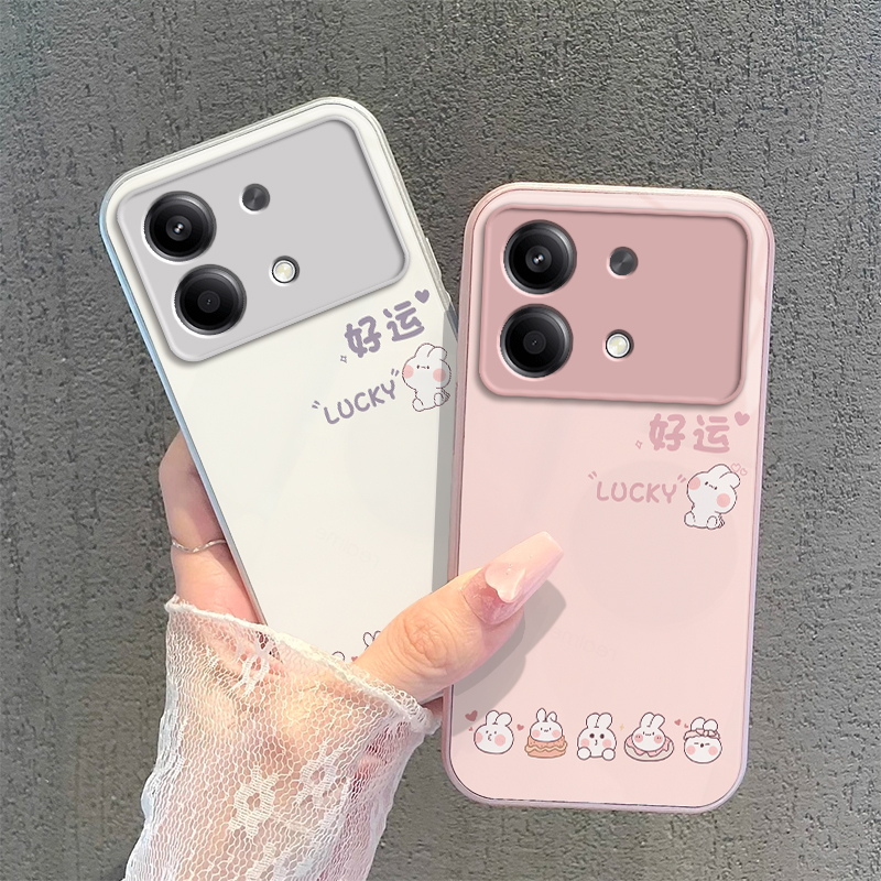 适用红米Note13RPro手机壳小米RedmiNote13R Pro5G保护套2311FRAFDC新款RPor硬玻璃全包防摔not男女好运兔子