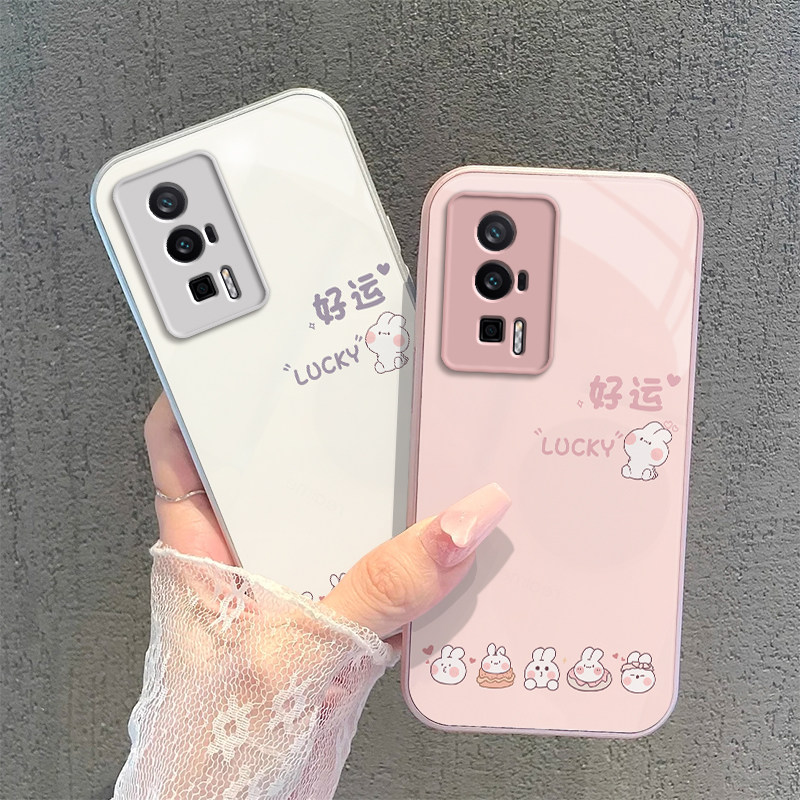 适用红米K60手机壳小米RedmiK60Pro保护套Redmi新款K60P简约硬K6O钢化玻璃硬壳全包防摔RED看Por男女好运兔子