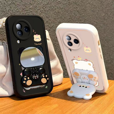 适用小米Civi3手机壳小熊支架XiaomiCivi3保护套cviv新款cicv镜子vici软硅胶civil全包防摔cv3曲面屏civ男女
