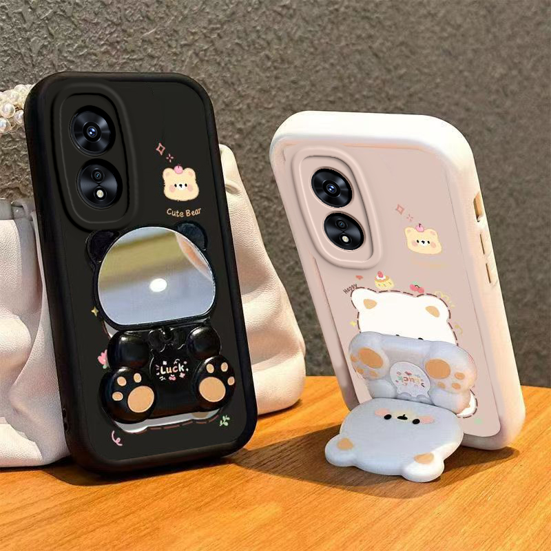 适用OPPOA97手机壳小熊支架OPPO新款A97 5G套OPA/OPPA镜子A975G软硅胶OPP0PP0PPO全包PPOA/OPOA防摔OPOPA男女
