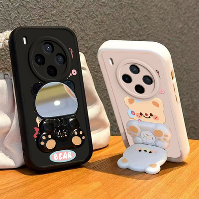 适用vivoY500Pro手机壳小熊支架Y500PR0保护套V2436A新款液态硅胶镜头全包防摔步步高POR维沃viv0丫voviy男女