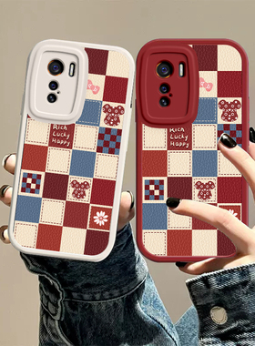 适用于IQOO5手机壳格子vivoiqoo5pro新款硅胶iq005套icoo男ipoo女iooq红色viv0iq防摔iqqo爱酷lqoo暴力熊高级