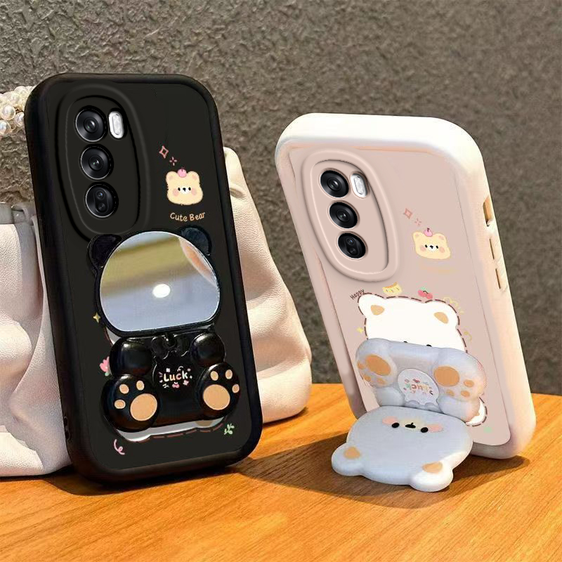 OPPOReno12手机壳小熊支架OPPO新款Reno12Pro5G套OPPORone125G硅胶OPPOReon全包防摔OPPORneo男女OPP0PP0PPO