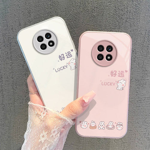 适用荣耀X20手机壳HONORX20保护套X2O华为20X新款叉二零专用简约硬钢化玻璃全包防摔网红高级感男女好运兔子