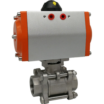 304不锈钢三片式气动球阀GtT款双作用内螺纹气动阀门4分1寸2寸DN2