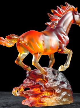琉璃风云马摆件工艺品招财家居客厅酒F柜博古架书房办公室桌装饰