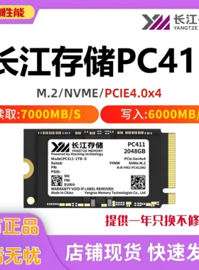 长江存储PC411 SSD固态硬盘1TB 512G M.2 2243 2280 NVMe 拆机