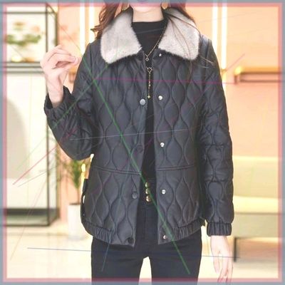 不裂皮免洗羽绒棉服女短款皮衣秋冬新款时尚洋气减龄百搭加厚外套