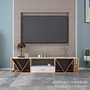 轻奢小户型工业风现代简约客厅卧室地柜 北欧大理石金色电视柜新款
