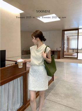YOOMINI-高领醋酸微透廓形套衫+内搭吊带2025夏新款套装