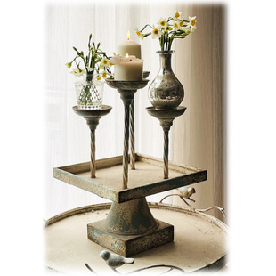 铁质复古做旧烛台摆件 花园装 饰 孤法式 怀旧Style 厚重款
