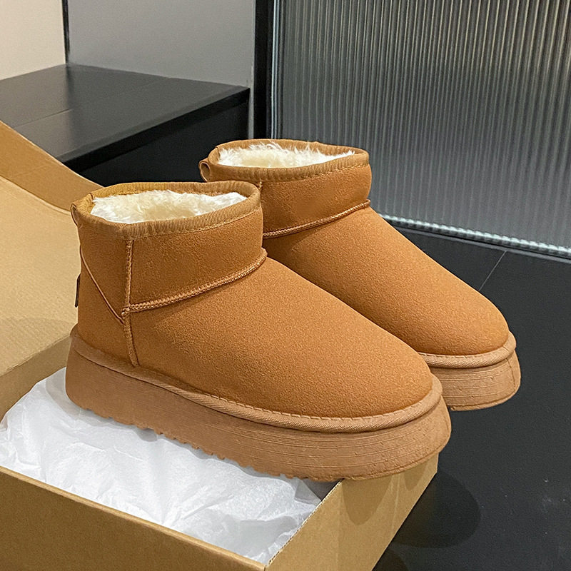 周冬雨同款mini皮毛一体雪地靴男女款保暖防滑加绒短筒棉鞋冬ak