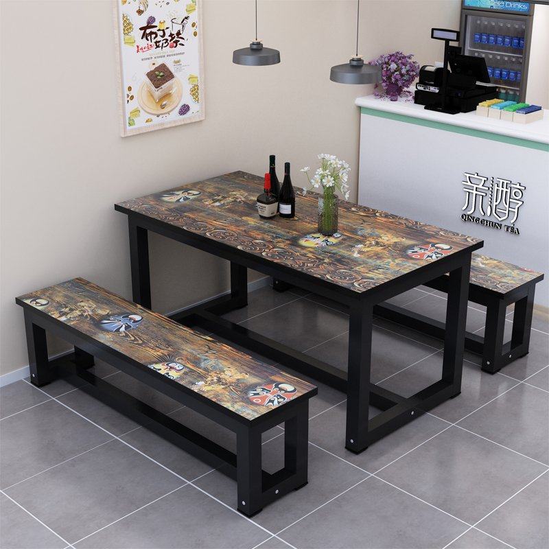 快餐桌椅组合长方形快餐小吃店饭店餐饮面馆商用食堂餐厅吃饭桌子,住宅家具,板木餐桌,淘宝优惠券,粉丝福利购,淘宝优惠卷