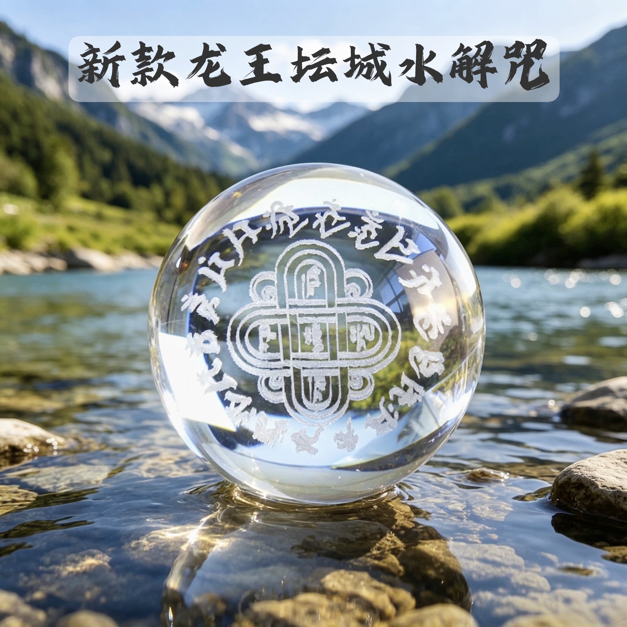 龙王坛城激光雕刻水晶球供养咒轮