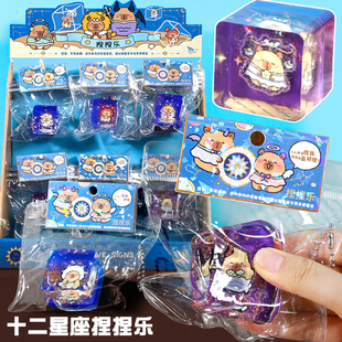 十二星座卡皮巴拉水晶冰块流体捏捏乐解压发泄玩具烂泥减压青壹坊