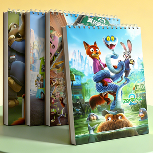 疯狂动物城2图画本A4素描本画画专用速写本线圈手提空白马克笔