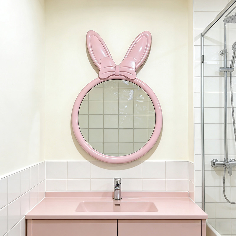 北欧创意蝴蝶结设计化妆镜卫生间壁挂洗漱台智能浴室镜异形玄关镜