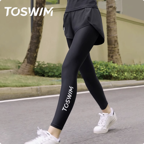 TOSWIM泳裤女运动瑜伽长裤健身裤防走光裤裙分体长裤高腰水母裤