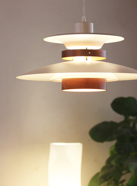 日式中古奶油实木胡桃北欧PH5吊灯丹麦经吧台日本原版安装餐厅灯