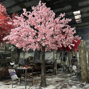 饰仿真植物桃花树造景 仿真桃花树人造假桃花树商场许愿树婚庆装