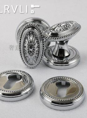 意大利olrvli纯铜静音门锁银色镀铬欧式法式黄铜室内木门双开关锁