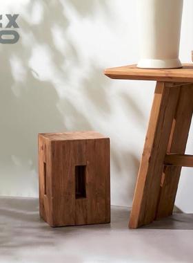 YBOX现代做旧覆古风松木家居小木凳风格装饰类摆件茶室座椅