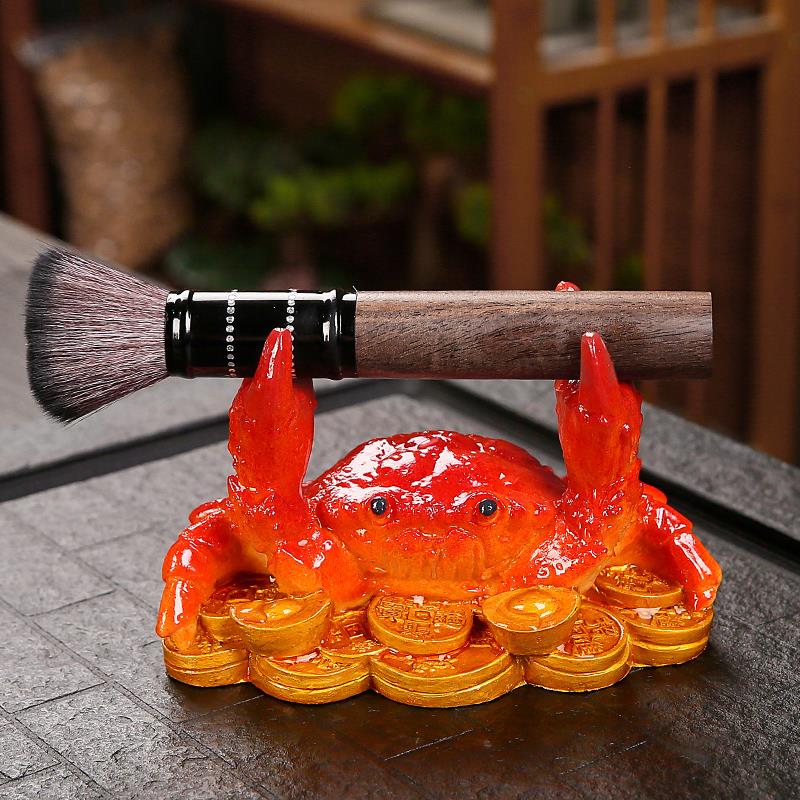 变色茶宠摆件精品可养招财螃蟹宠物茶玩茶桌茶台茶具配件茶托笔架