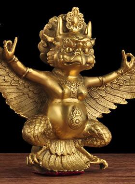 雷震子神像铜制金翅大鹏鸟摆件吉祥物居家供奉客厅玄关风水工艺品