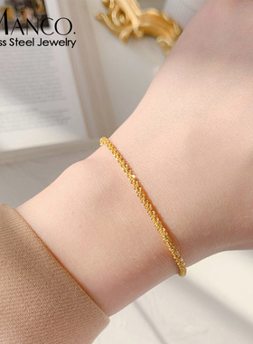 金色钛钢手链女ins小众设计细条