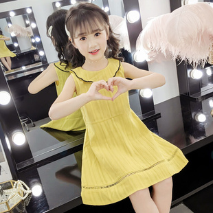 韩国女童连衣裙夏装 公主裙夏季 网红洋气儿童无袖 韩版 女孩纯棉裙子