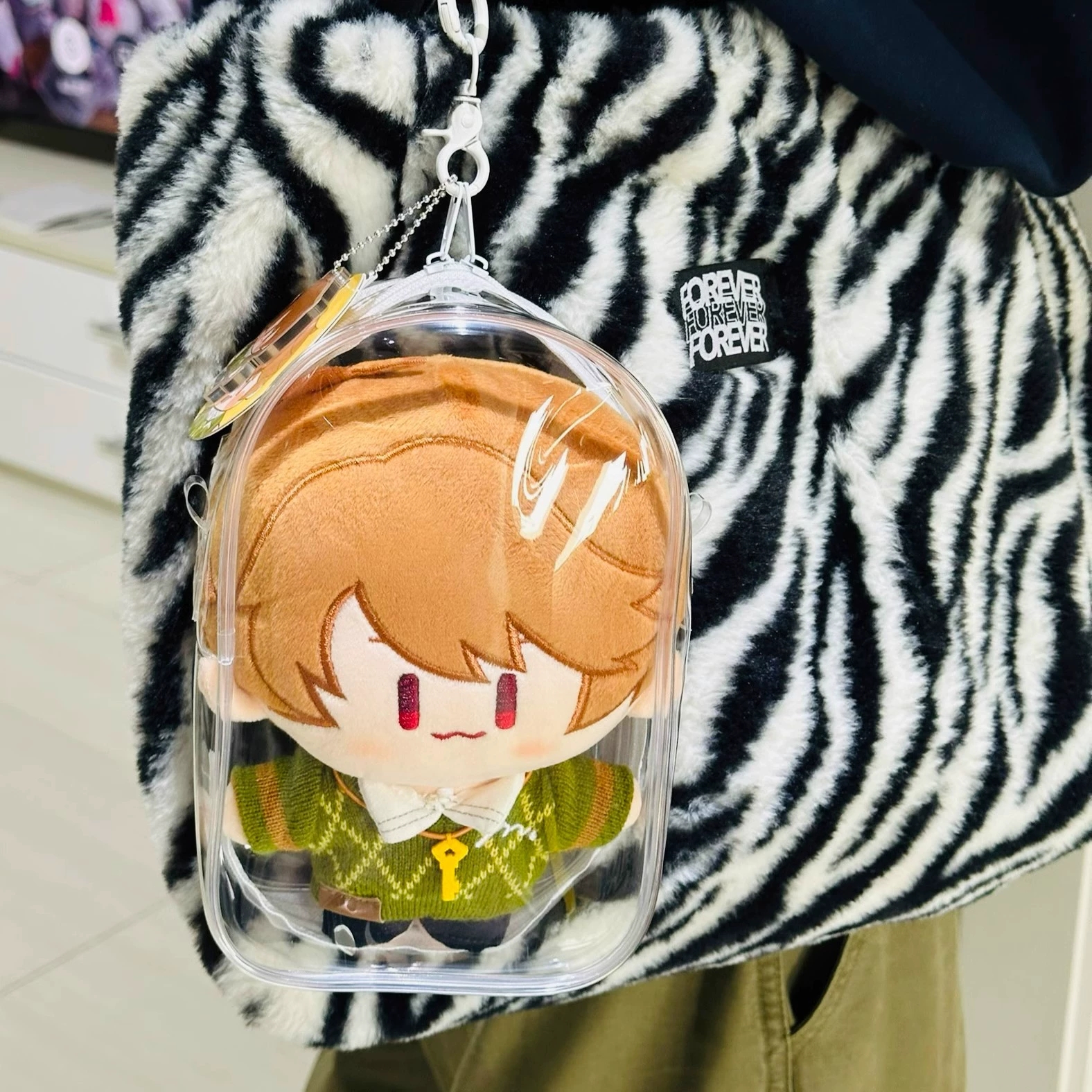 15cm20cm棉花娃娃痛包加厚版高透毛绒玩偶外出防尘晒娃包PVC透明