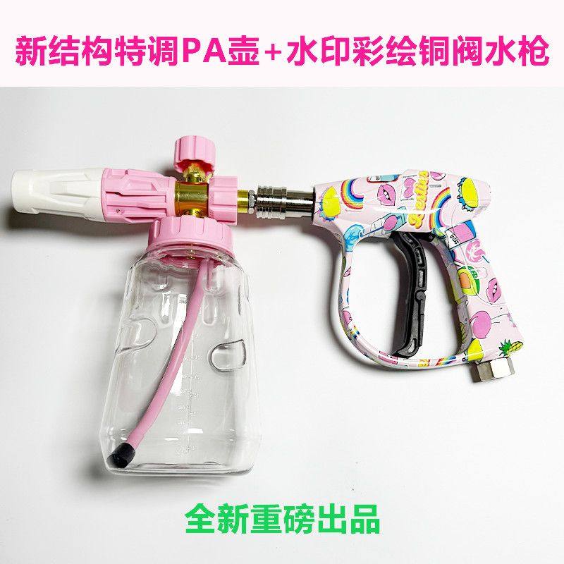 网红爆款高压洗车清洗机刷车泵铜阀涂鸦彩绘快插水枪pa泡沫壶套装