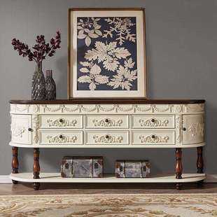 欧式边台玄关柜实木美式餐边柜长桌端景台沙发背靠墙装饰走廊桌