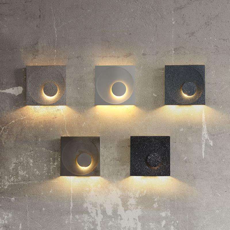 北欧现代简约方形个性艺术水泥壁灯玄关过道床头壁画装饰氛围壁灯图片