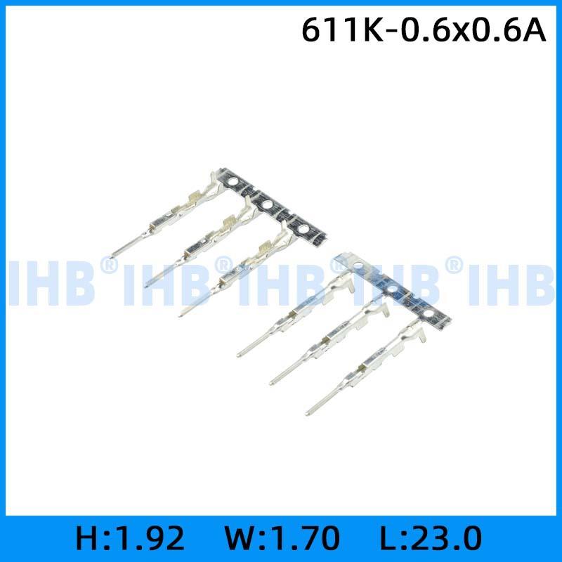 611K-0.6x0.6A连接器插簧插片镀锡对插公母连绕端子接线端