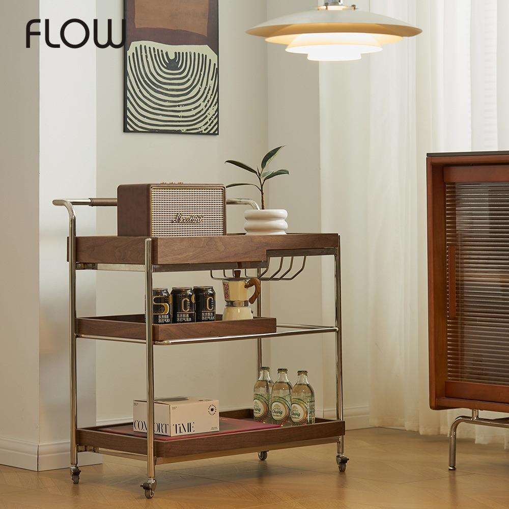 漫时光推车实木可移动中古角几复古沙发边几客厅侧边柜茶几小桌子